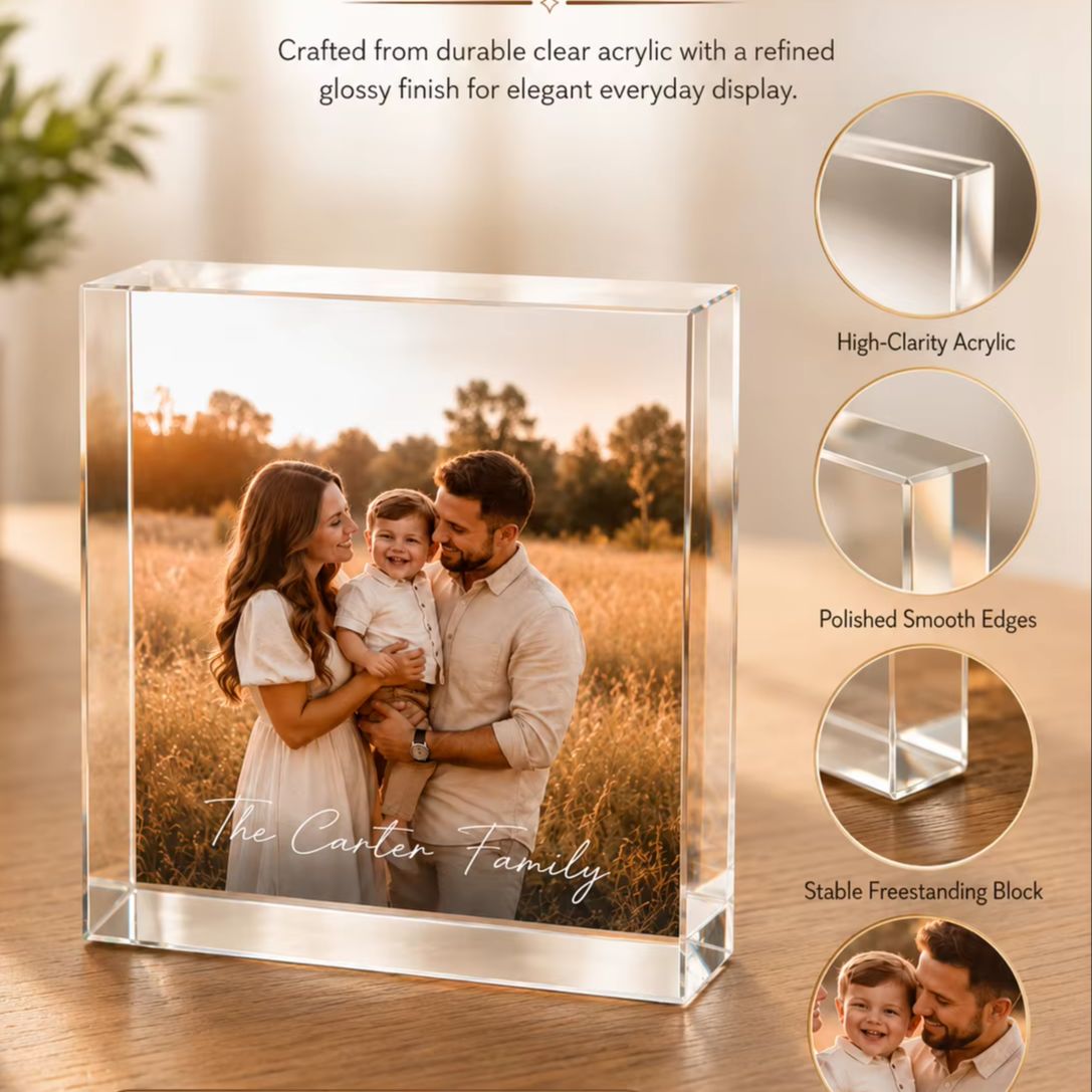 كتلة صور أكريليك مخصصة للعائلة - مراجعة Photo Acrylic Block وسعره